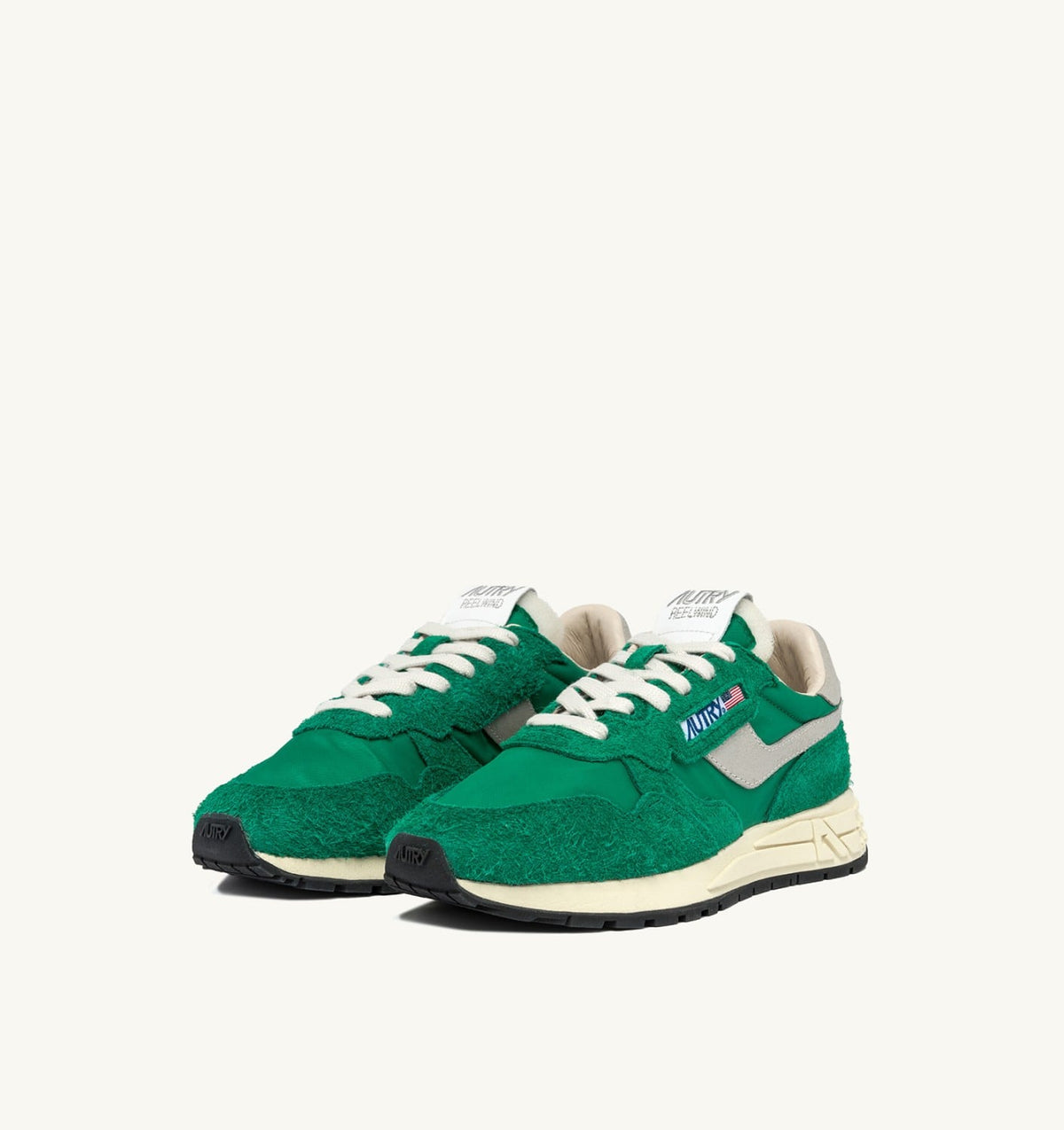 AUTRY REELWIND LOW SNEAKERS IN GREEN NYLON AND SUEDE