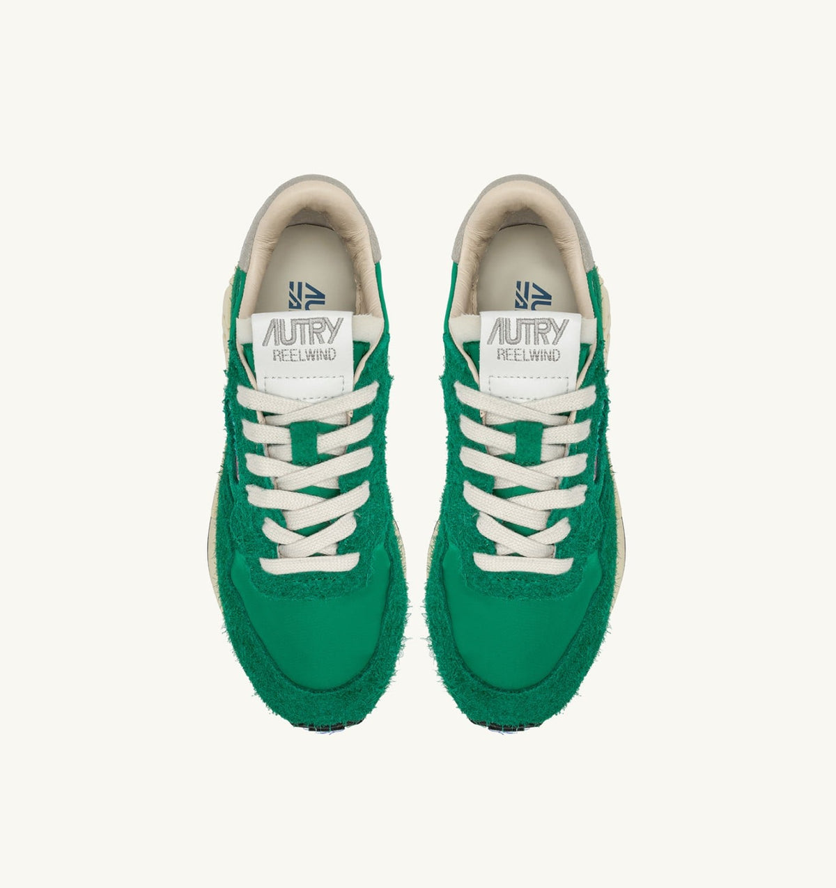 AUTRY REELWIND LOW SNEAKERS IN GREEN NYLON AND SUEDE