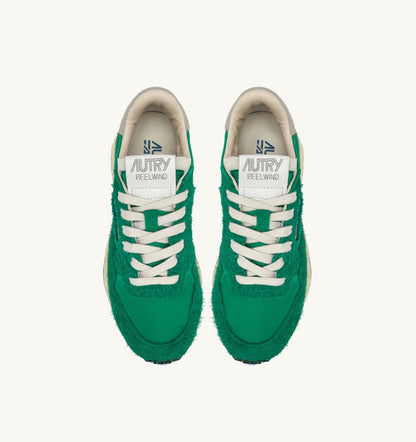 AUTRY REELWIND LOW SNEAKERS IN GREEN NYLON AND SUEDE