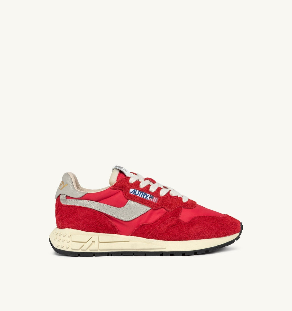 AUTRY REELWIND LOW SNEAKERS IN RED NYLON AND SUEDE