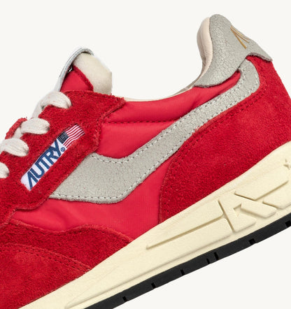 AUTRY REELWIND LOW SNEAKERS IN RED NYLON AND SUEDE