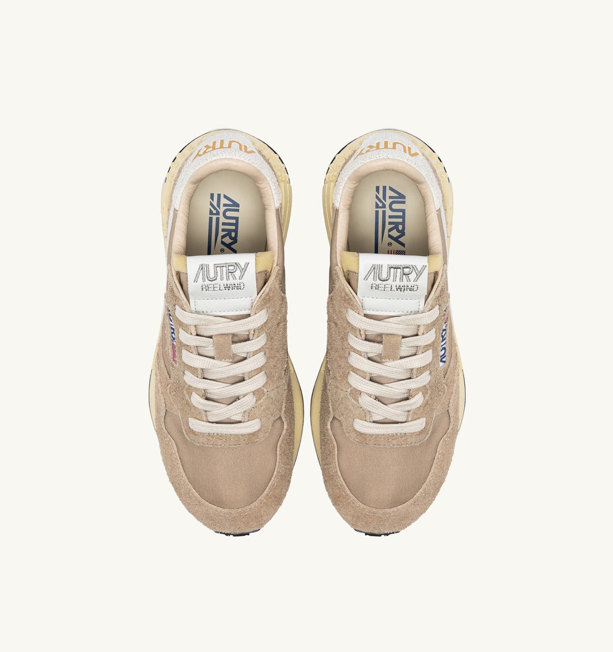AUTRY REELWIND LOW SNEAKERS IN PEPPER AND WHITE NYLON AND SUEDE