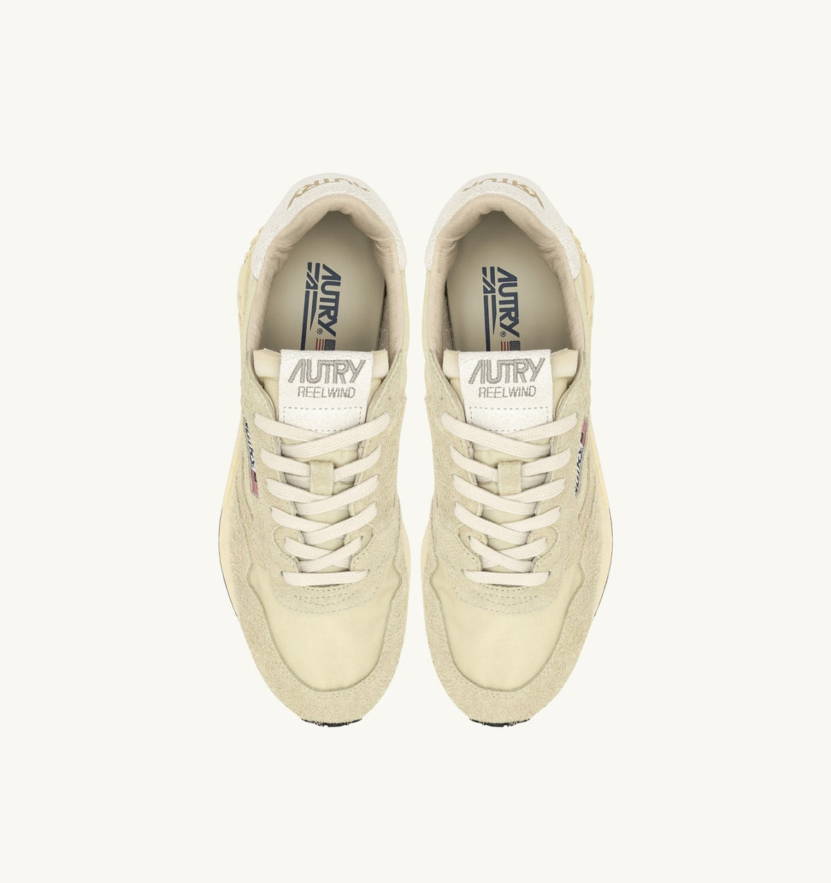 AUTRY REELWIND LOW SNEAKERS IN HAY NYLON AND SUEDE