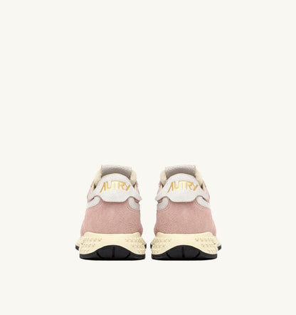 AUTRY REELWIND LOW SNEAKERS IN WHITE AND POWDER PINK NYLON AND SUEDE
