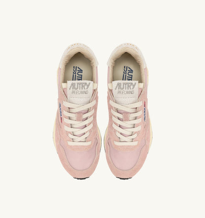 AUTRY REELWIND LOW SNEAKERS IN WHITE AND POWDER PINK NYLON AND SUEDE