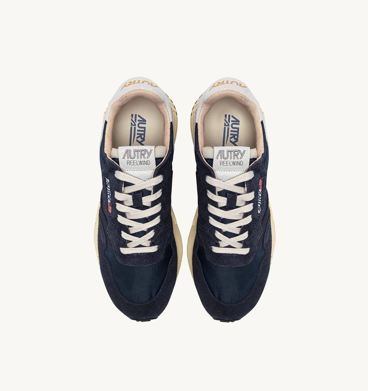 AUTRY REELWIND LOW SNEAKERS IN BLUE SPACE AND WHITE NYLON AND SUEDE