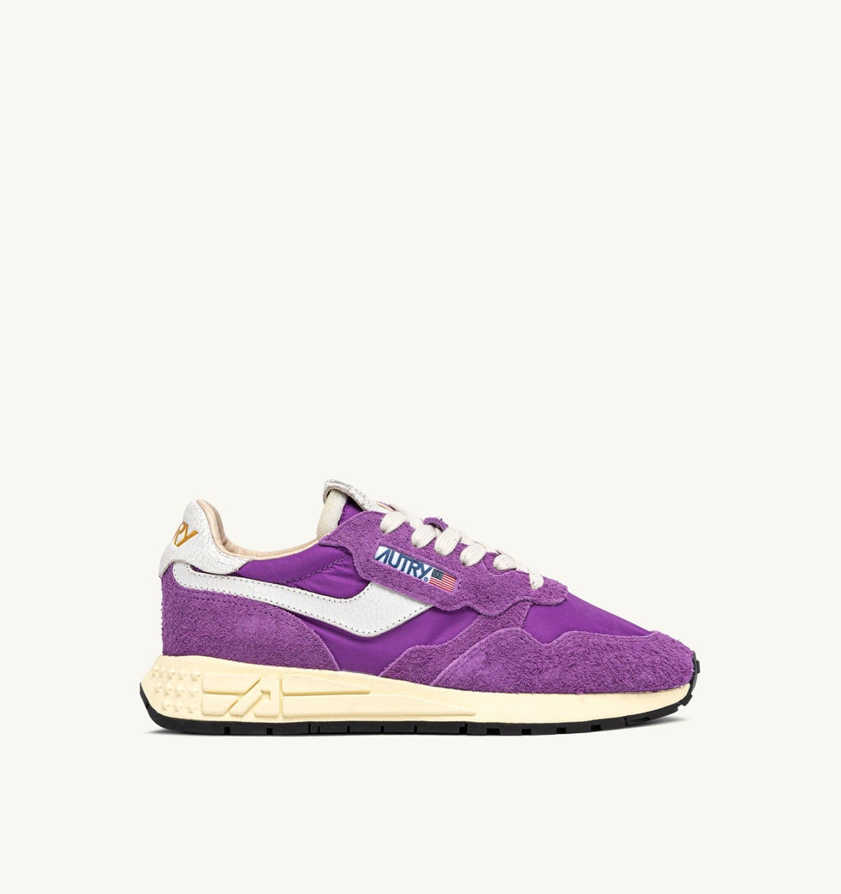 AUTRY REELWIND LOW SNEAKERS IN WHITE AND DEWBERRY NYLON AND SUEDE