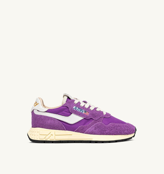 AUTRY REELWIND LOW SNEAKERS IN WHITE AND DEWBERRY NYLON AND SUEDE