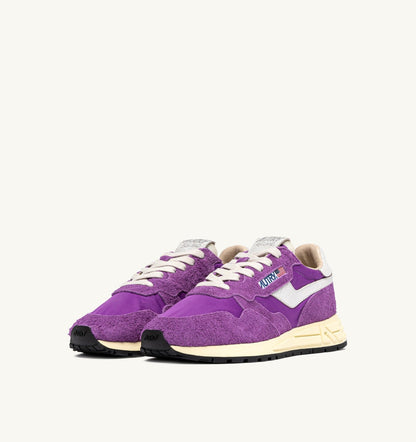 AUTRY REELWIND LOW SNEAKERS IN WHITE AND DEWBERRY NYLON AND SUEDE