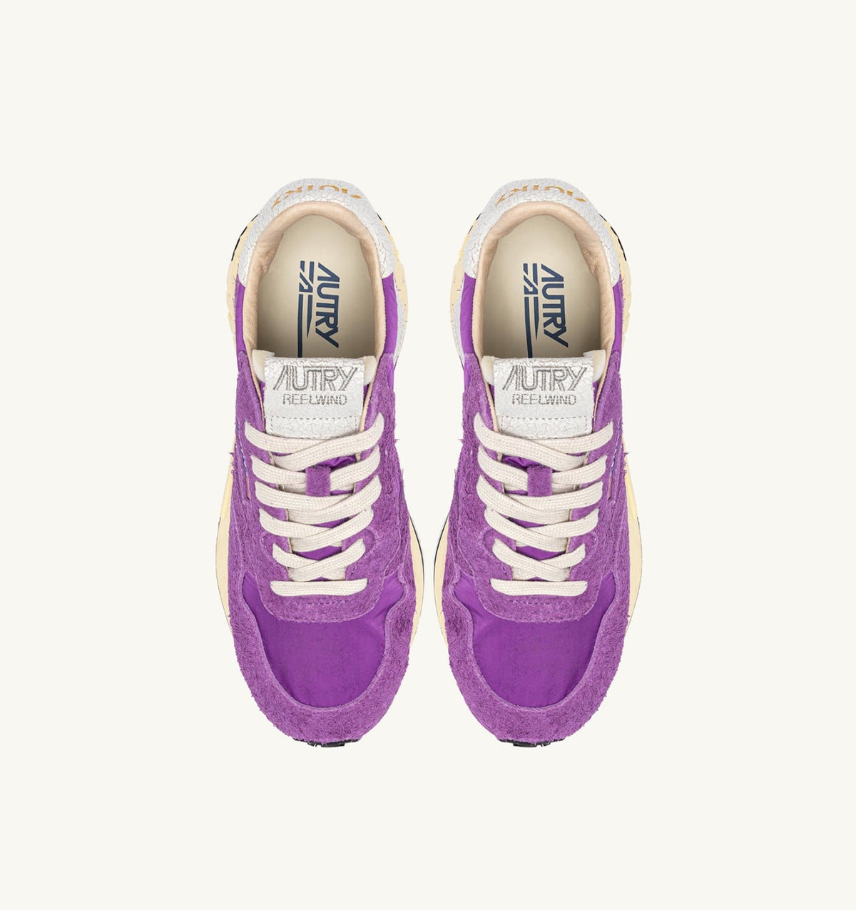 AUTRY REELWIND LOW SNEAKERS IN WHITE AND DEWBERRY NYLON AND SUEDE