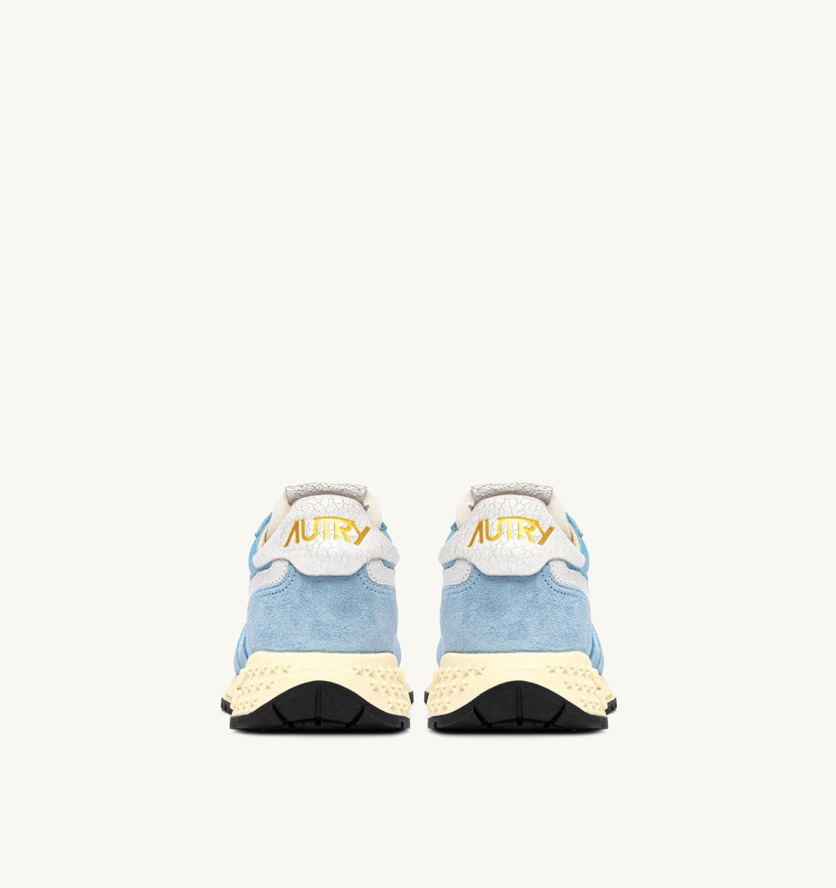 AUTRY REELWIND LOW SNEAKERS IN WHITE AND FORGET ME NOT NYLON AND SUEDE