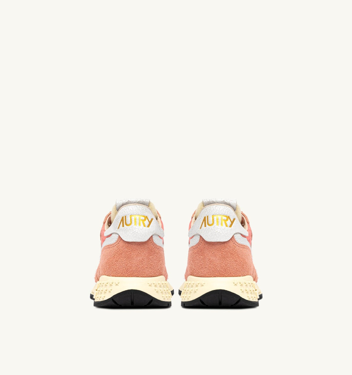 AUTRY REELWIND LOW SNEAKERS IN WHITE AND PEACH PINK NYLON AND SUEDE