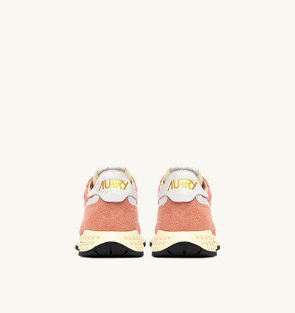 AUTRY REELWIND LOW SNEAKERS IN WHITE AND PEACH PINK NYLON AND SUEDE