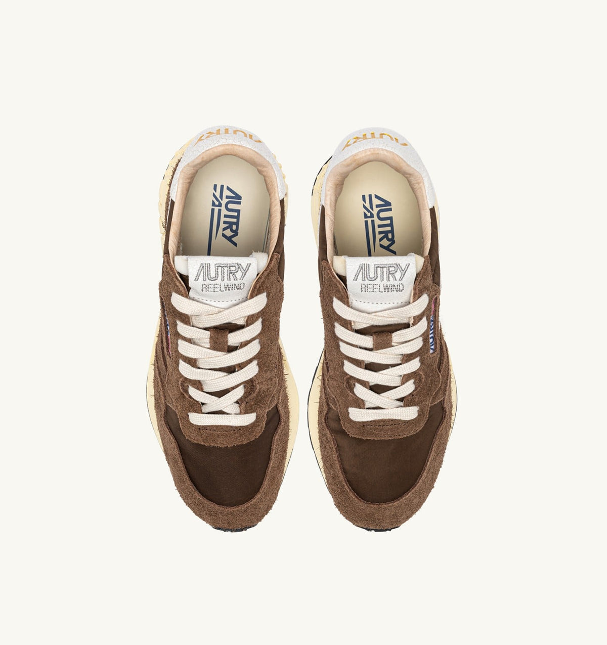 AUTRY REELWIND LOW SNEAKERS IN WHITE AND TUNDRA NYLON AND SUEDE