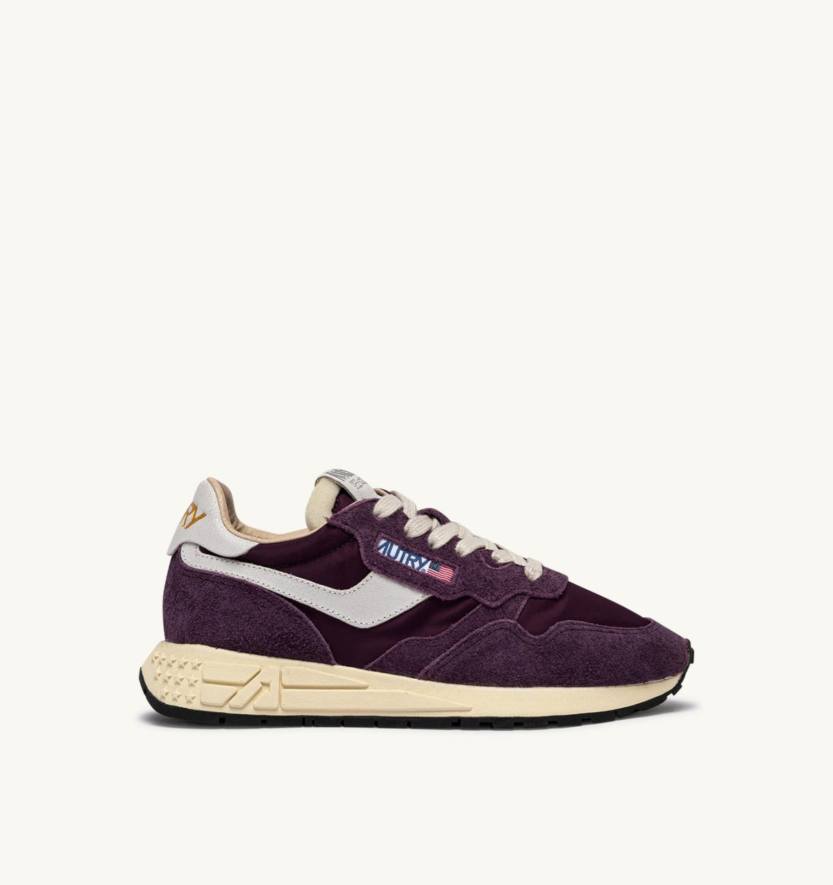 AUTRY REELWIND LOW SNEAKERS IN WHITE AND WINTER BLOOM NYLON AND SUEDE
