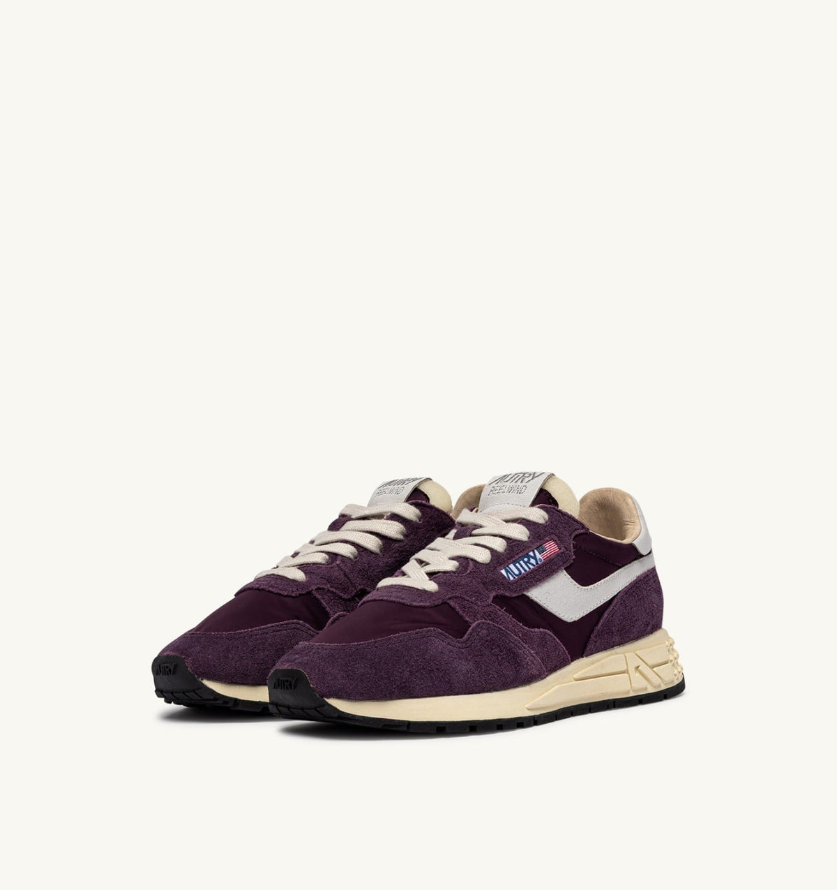 AUTRY REELWIND LOW SNEAKERS IN WHITE AND WINTER BLOOM NYLON AND SUEDE