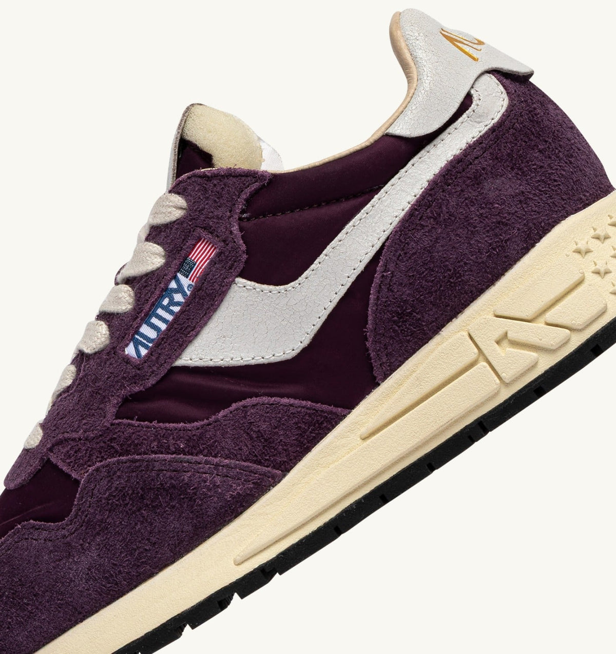 AUTRY REELWIND LOW SNEAKERS IN WHITE AND WINTER BLOOM NYLON AND SUEDE