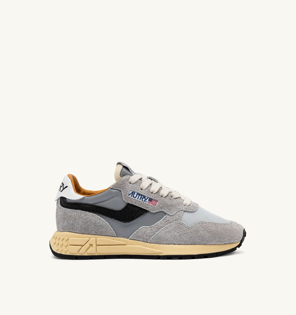 AUTRY REELWIND LOW SNEAKERS IN SAND SUEDE AND REFLECTIVE NYLON