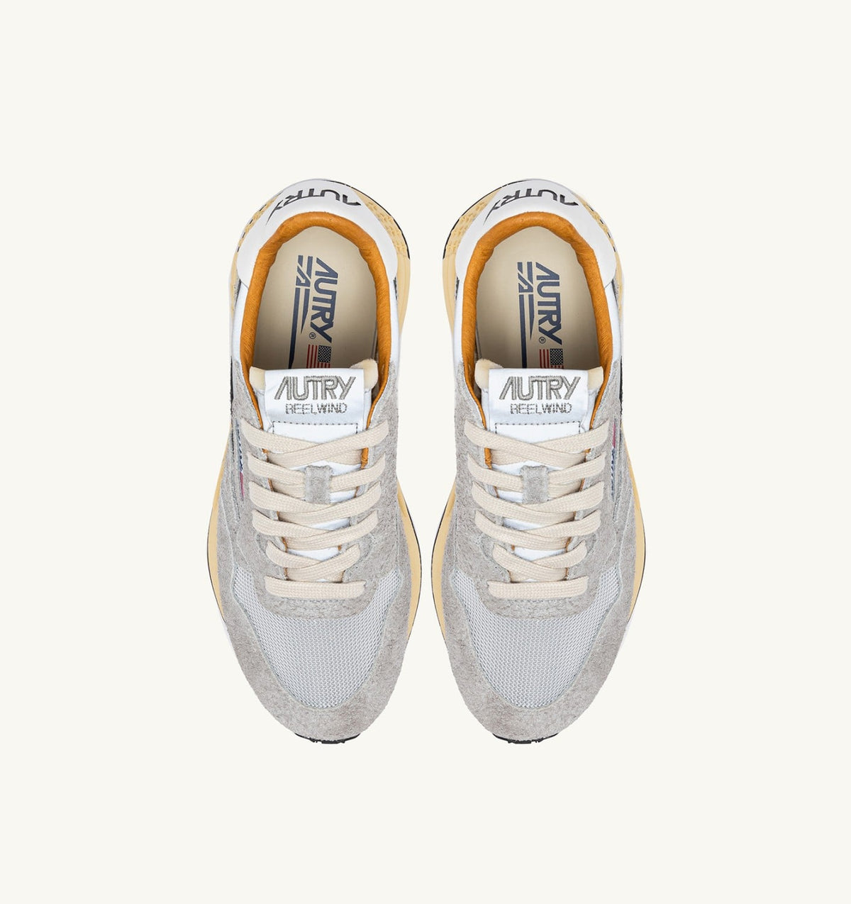 AUTRY REELWIND LOW SNEAKERS IN SAND SUEDE AND REFLECTIVE NYLON