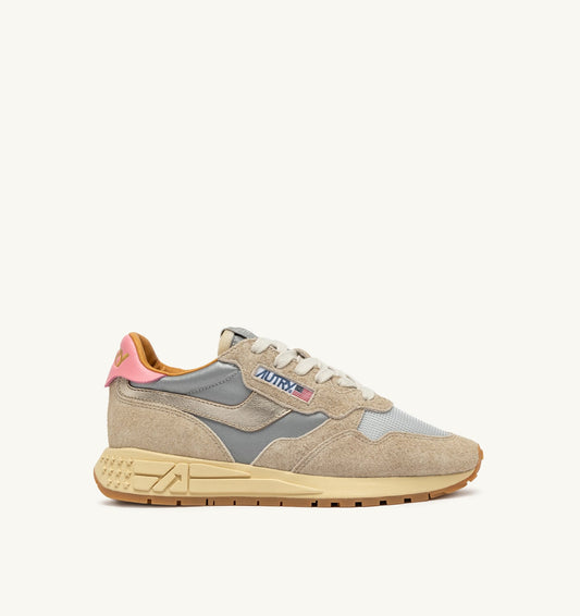 AUTRY REELWIND LOW SNEAKERS IN REFLECTIVE NYLON AND SUEDE COLOR SILVER PLATINUM