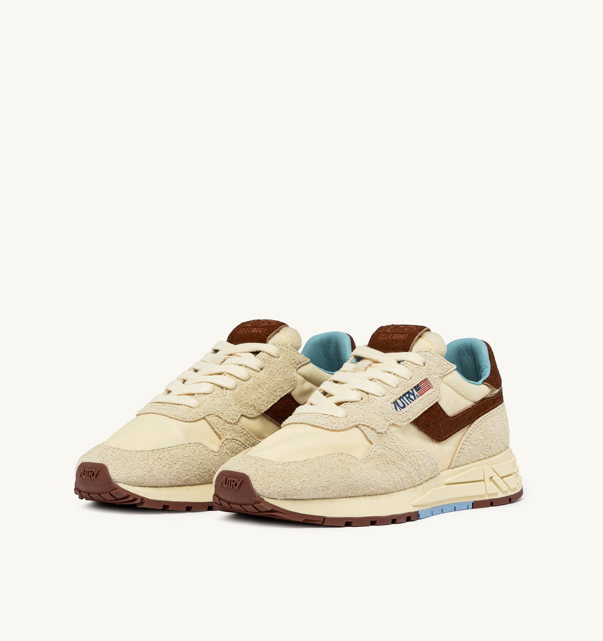 AUTRY REELWIND LOW SNEAKERS IN BROWN AND NUT NYLON AND SUEDE