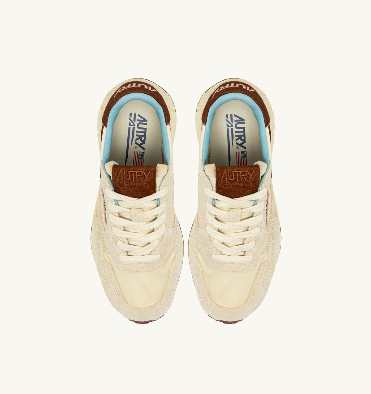 AUTRY REELWIND LOW SNEAKERS IN BROWN AND NUT NYLON AND SUEDE