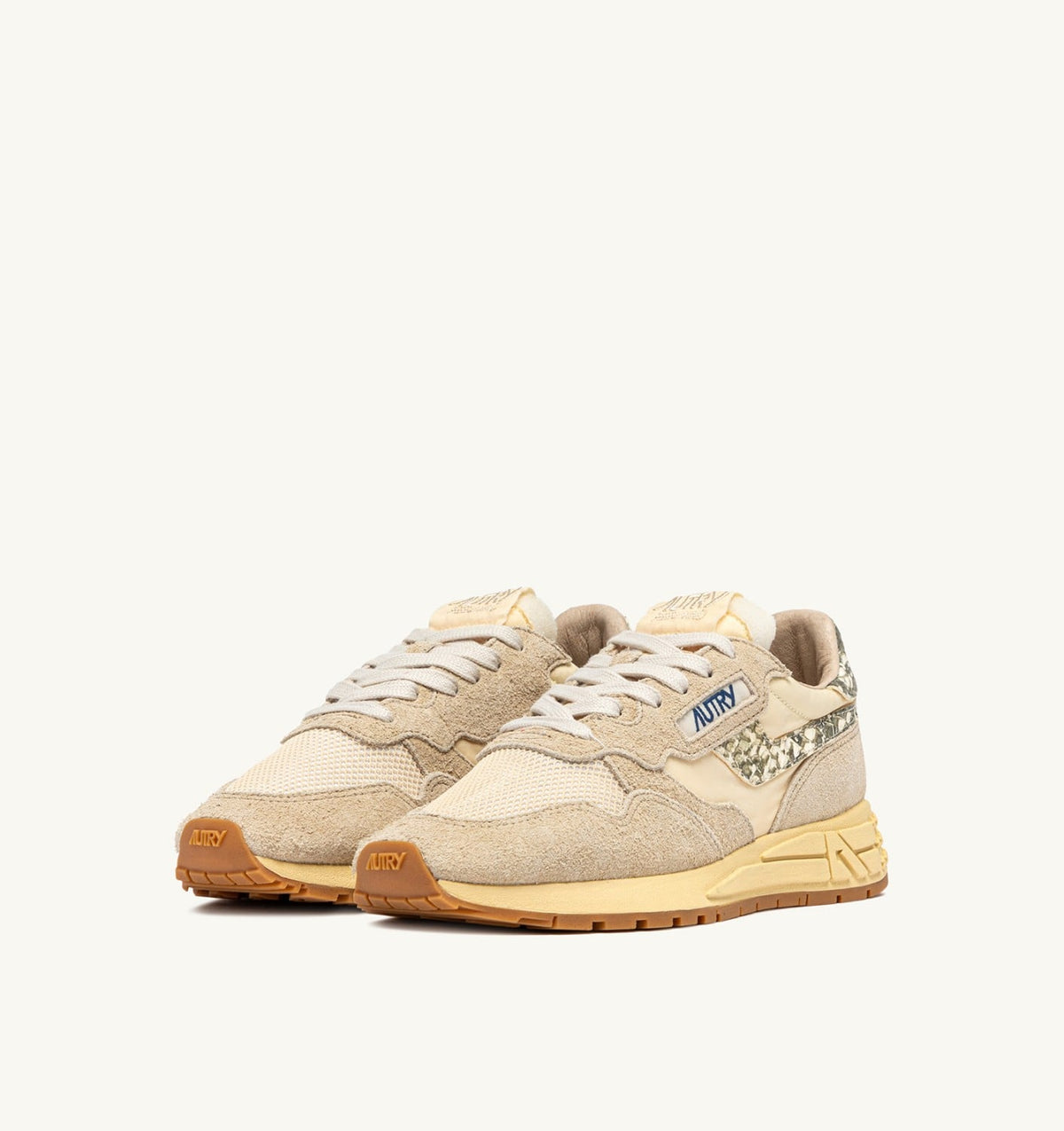 AUTRY REELWIND LOW SNEAKERS IN NYLON AND SUEDE COLOR ECRU AND ROCK