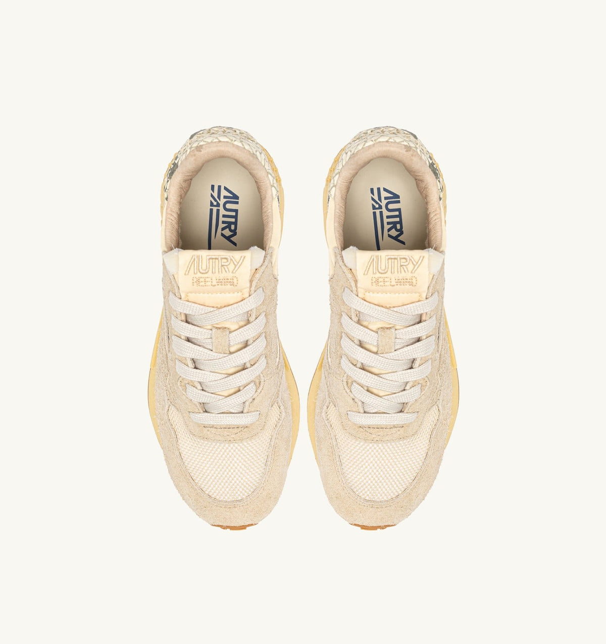 AUTRY REELWIND LOW SNEAKERS IN NYLON AND SUEDE COLOR ECRU AND ROCK