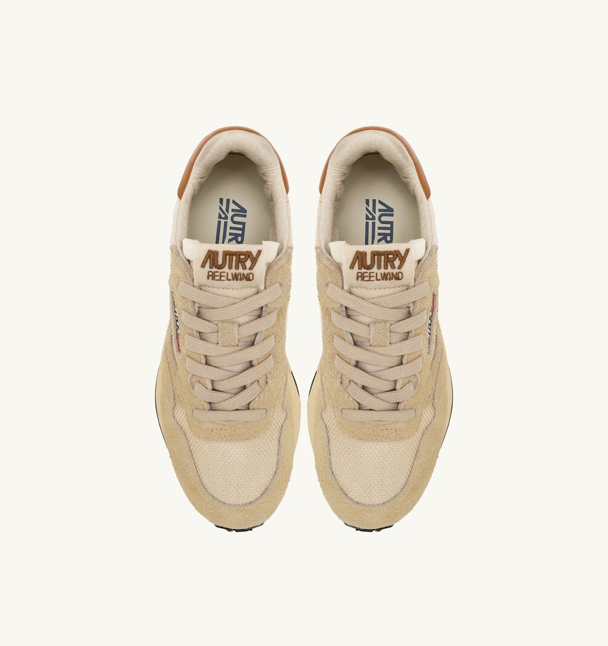 AUTRY REELWIND LOW SNEAKERS IN ECRU AND CATHAY SPICE SUEDE AND NYLON