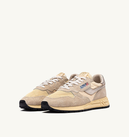 AUTRY REELWIND LOW SNEAKERS IN NYLON SUEDE AND LEATHER COLOR ECRU AND PLATINUM