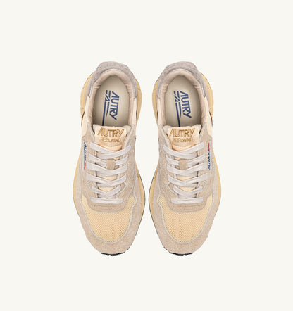 AUTRY REELWIND LOW SNEAKERS IN NYLON SUEDE AND LEATHER COLOR ECRU AND PLATINUM
