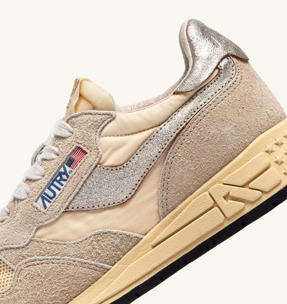 AUTRY REELWIND LOW SNEAKERS IN NYLON SUEDE AND LEATHER COLOR ECRU AND PLATINUM