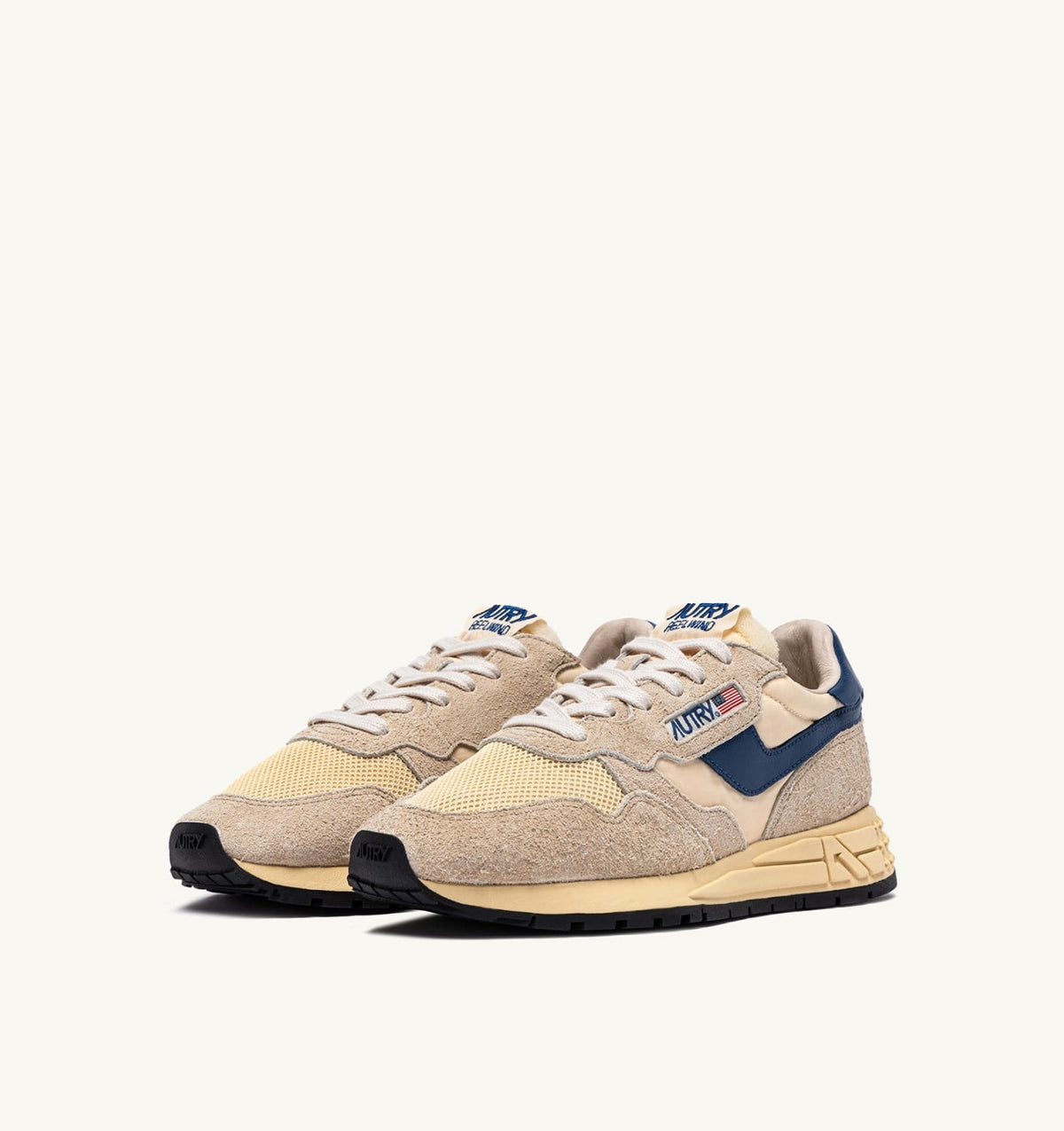 AUTRY REELWIND LOW SNEAKERS IN NYLON SUEDE AND LEATHER COLOR ECRU AND ENSIGN BLUE
