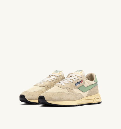 AUTRY REELWIND LOW SNEAKERS IN ECRU AND RESEDA NYLON AND SUEDE