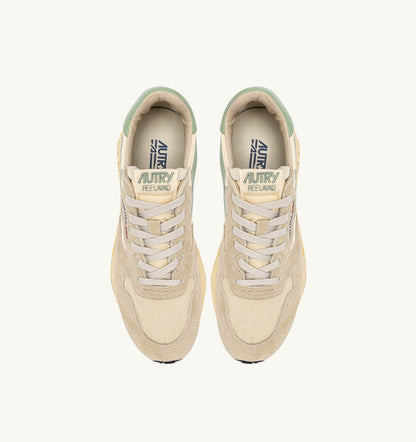 AUTRY REELWIND LOW SNEAKERS IN ECRU AND RESEDA NYLON AND SUEDE