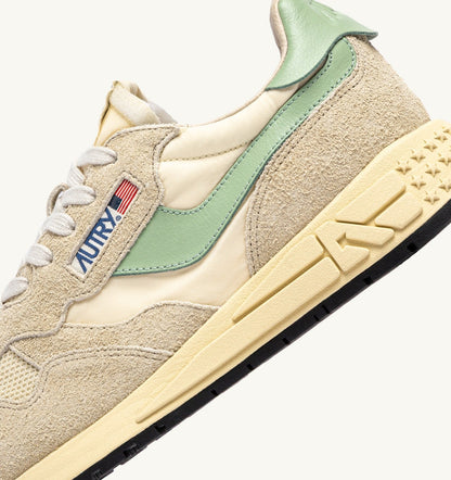 AUTRY REELWIND LOW SNEAKERS IN ECRU AND RESEDA NYLON AND SUEDE