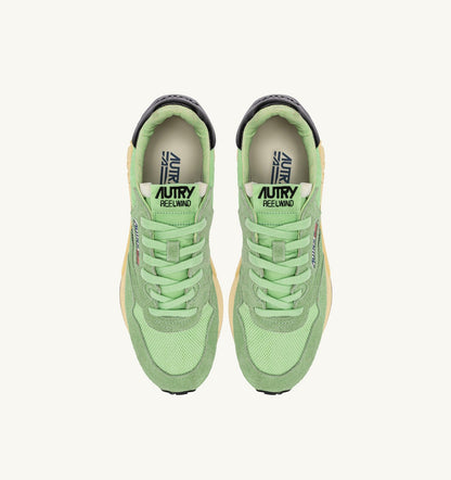 AUTRY REELWIND LOW SNEAKERS IN PISTACHIO AND BLACK NYLON AND SUEDE