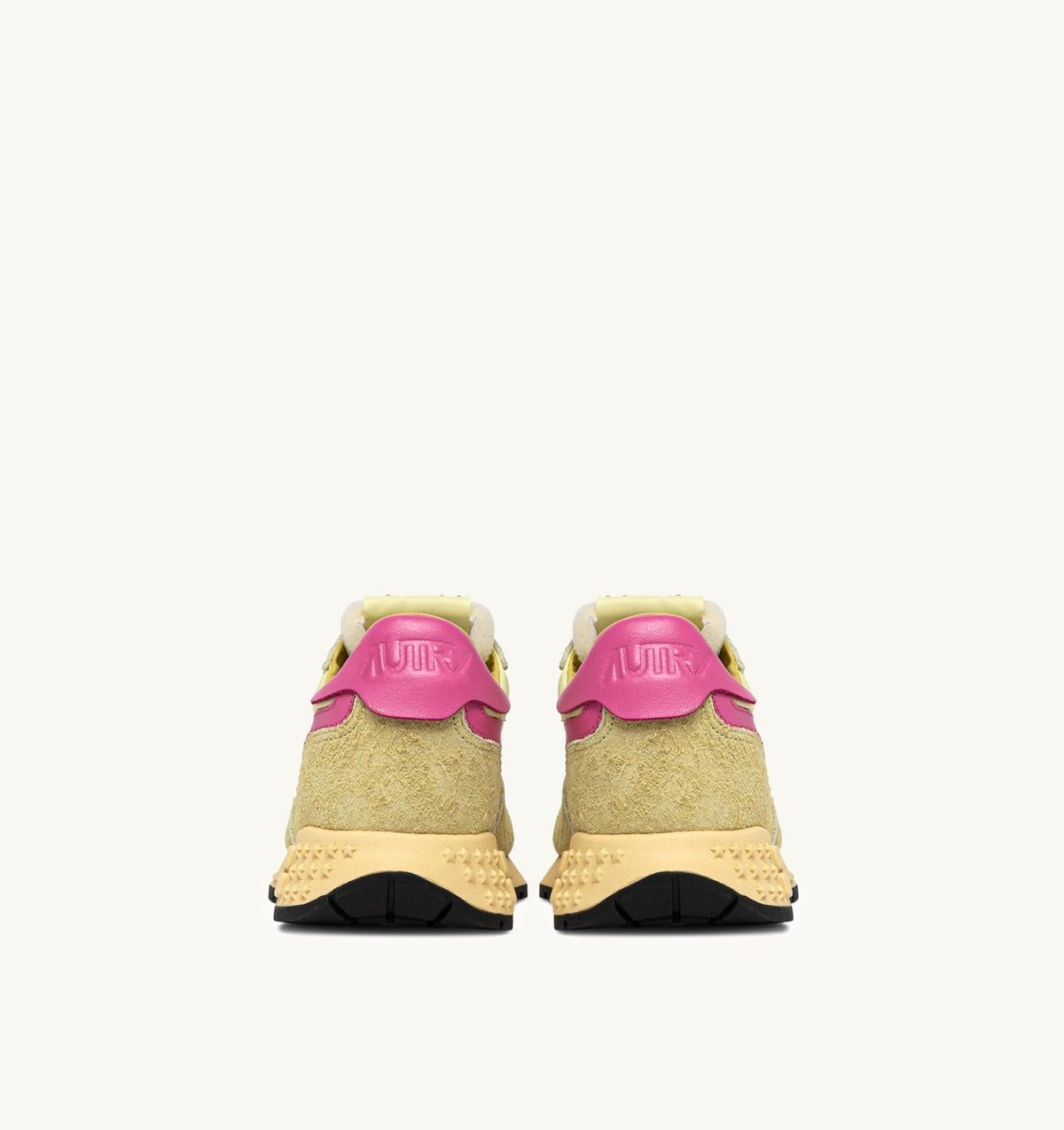 AUTRY REELWIND LOW SNEAKERS IN STRAW AND CHATEAU ROSE NYLON AND SUEDE