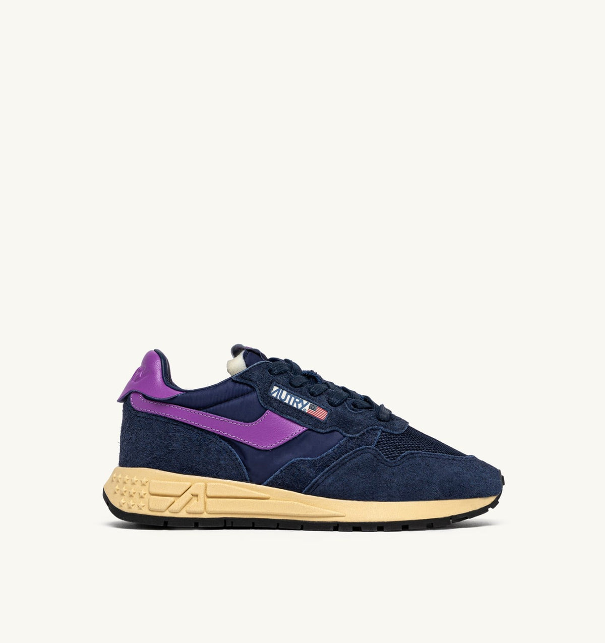 AUTRY REELWIND LOW SNEAKERS IN NAVY AND DEWBERRY NYLON AND SUEDE