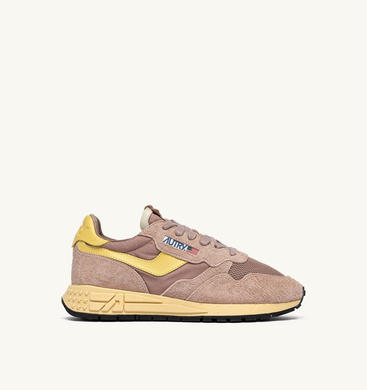 AUTRY REELWIND LOW SNEAKERS IN ROSE CANNEL AND RAFFIA NYLON AND SUEDE