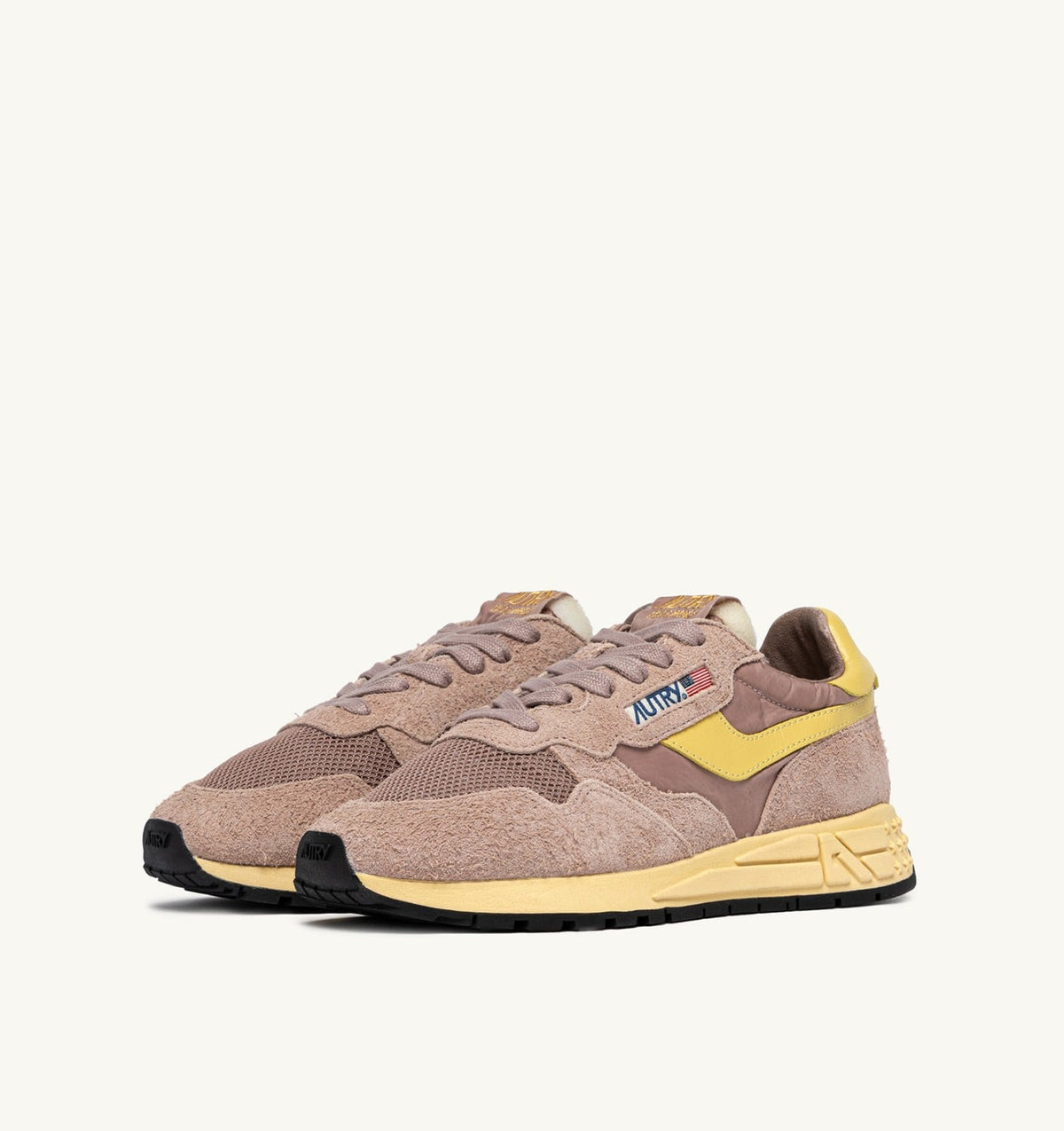 AUTRY REELWIND LOW SNEAKERS IN ROSE CANNEL AND RAFFIA NYLON AND SUEDE