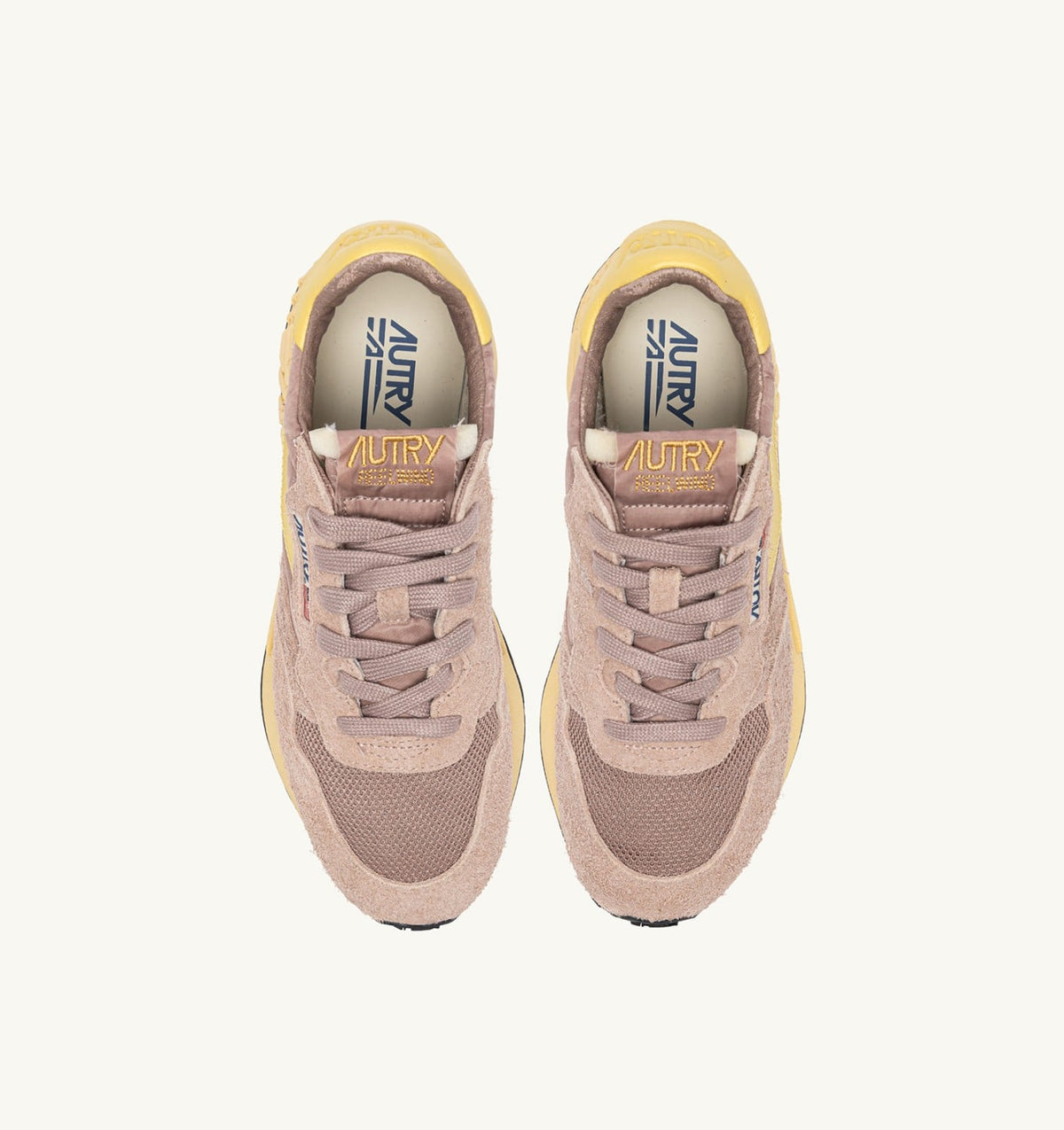 AUTRY REELWIND LOW SNEAKERS IN ROSE CANNEL AND RAFFIA NYLON AND SUEDE