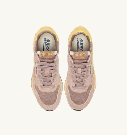 AUTRY REELWIND LOW SNEAKERS IN ROSE CANNEL AND RAFFIA NYLON AND SUEDE