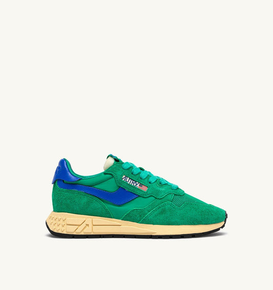 AUTRY REELWIND LOW SNEAKERS IN EMERALD AND DAZZLING BLUE NYLON AND SUEDE
