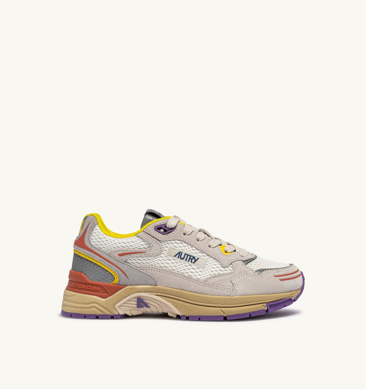AUTRY HYPERWAY SNEAKERS IN ARABESQUE AND WHITE MESH AND SUEDE