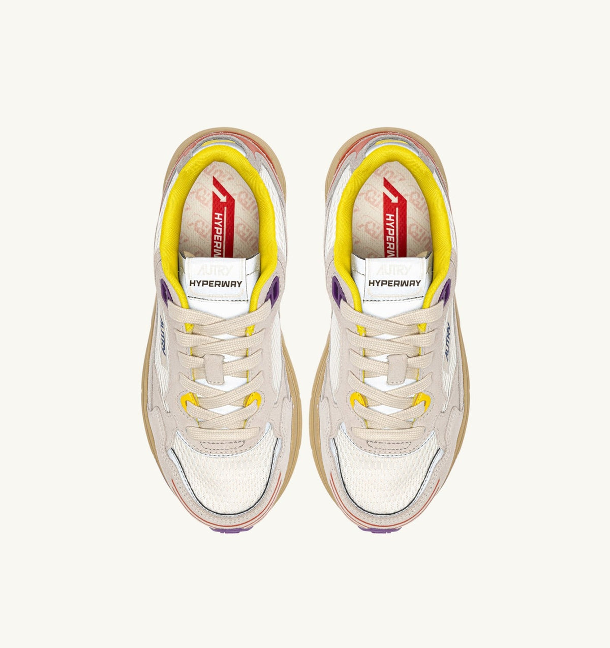 AUTRY HYPERWAY SNEAKERS IN ARABESQUE AND WHITE MESH AND SUEDE