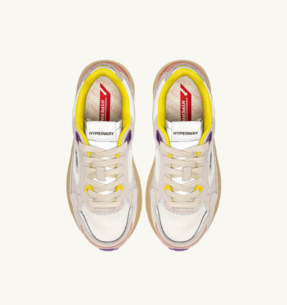 AUTRY HYPERWAY SNEAKERS IN ARABESQUE AND WHITE MESH AND SUEDE