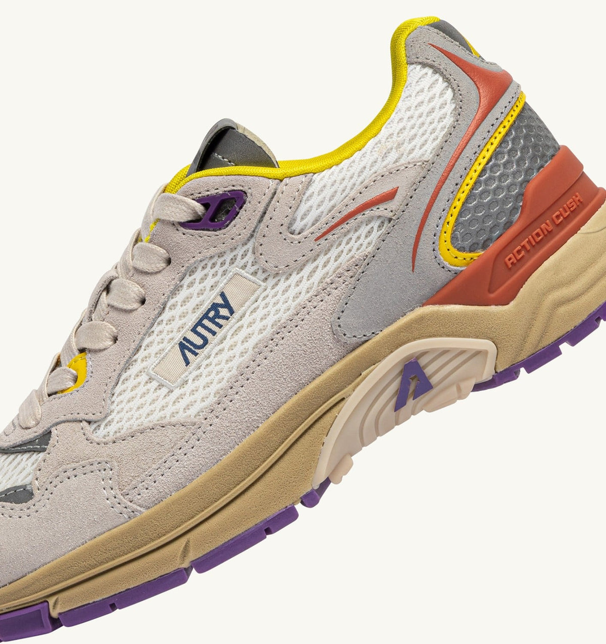AUTRY HYPERWAY SNEAKERS IN ARABESQUE AND WHITE MESH AND SUEDE