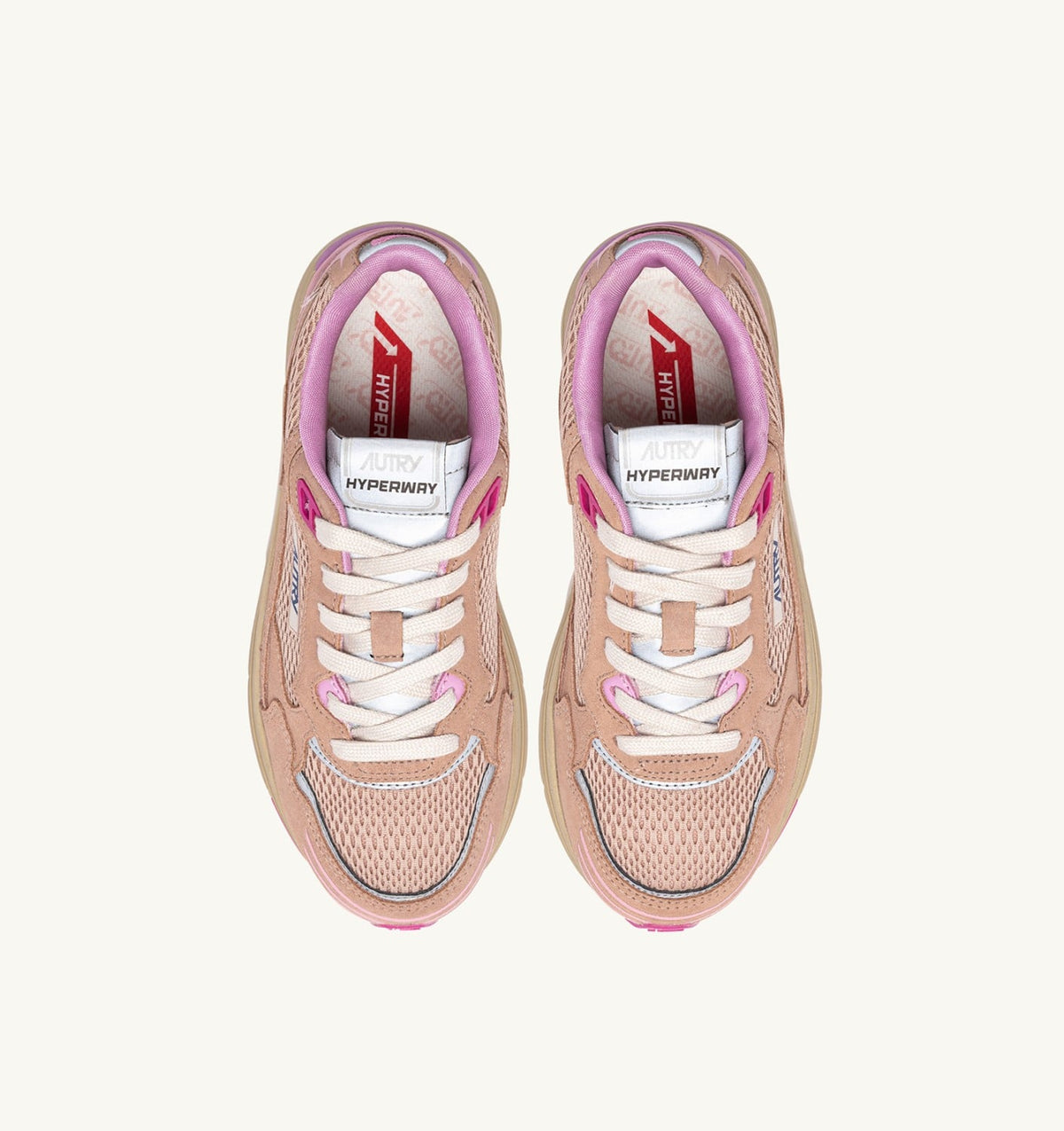 AUTRY HYPERWAY SNEAKERS IN PHARD PINK AND DOLPHIN SUEDE AND MESH