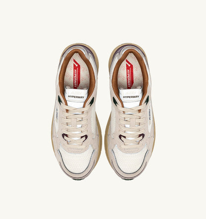 AUTRY HYPERWAY SNEAKERS IN FIG AND WHITE MESH AND SUEDE